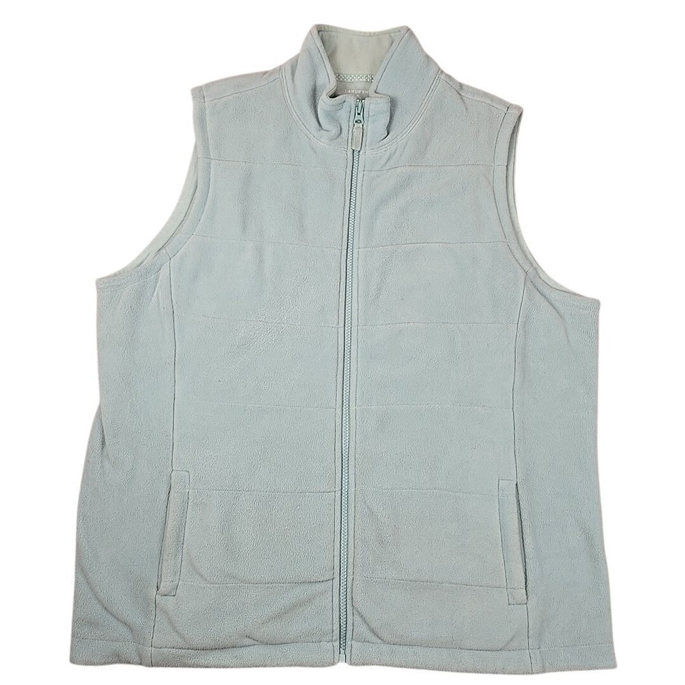Lands End Women's XL Coastal Fleece Vintage Y2K Casual Minimalist Classic Vest